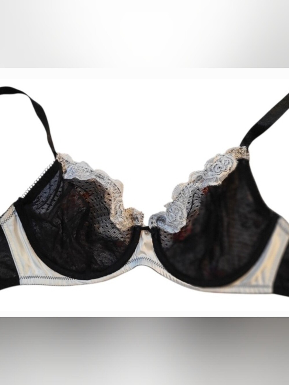 La Perla Miss Studio Black Contrast Lace Demi Bra 32DD/32E